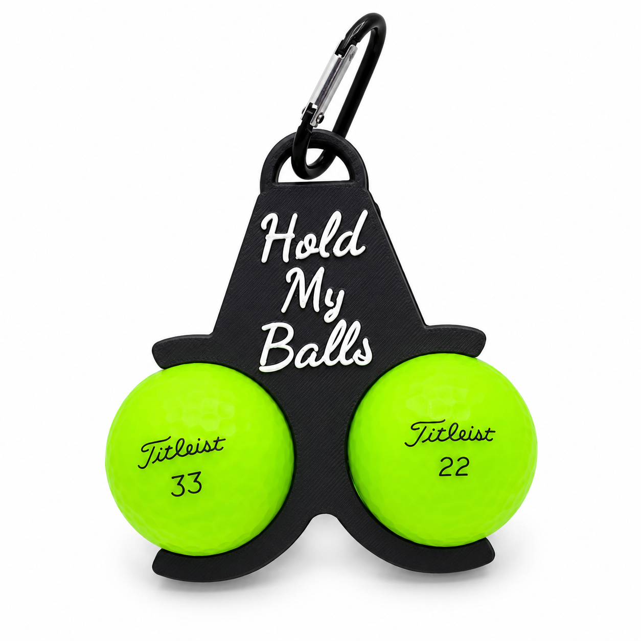 Hold My Balls – Funny Golf Ball Holder & Bag Clip, 2-Pack