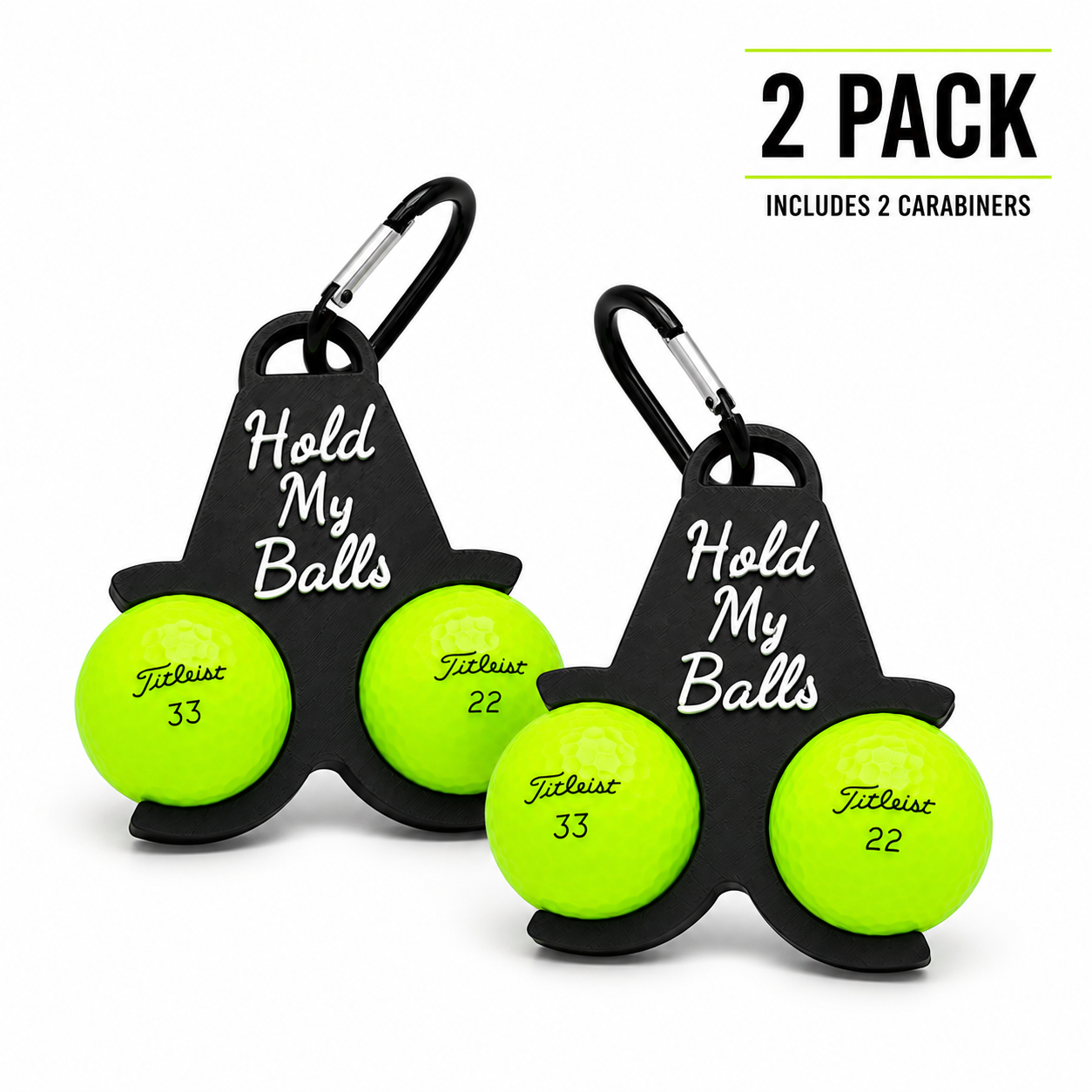 Hold My Balls – Funny Golf Ball Holder & Bag Clip, 2-Pack