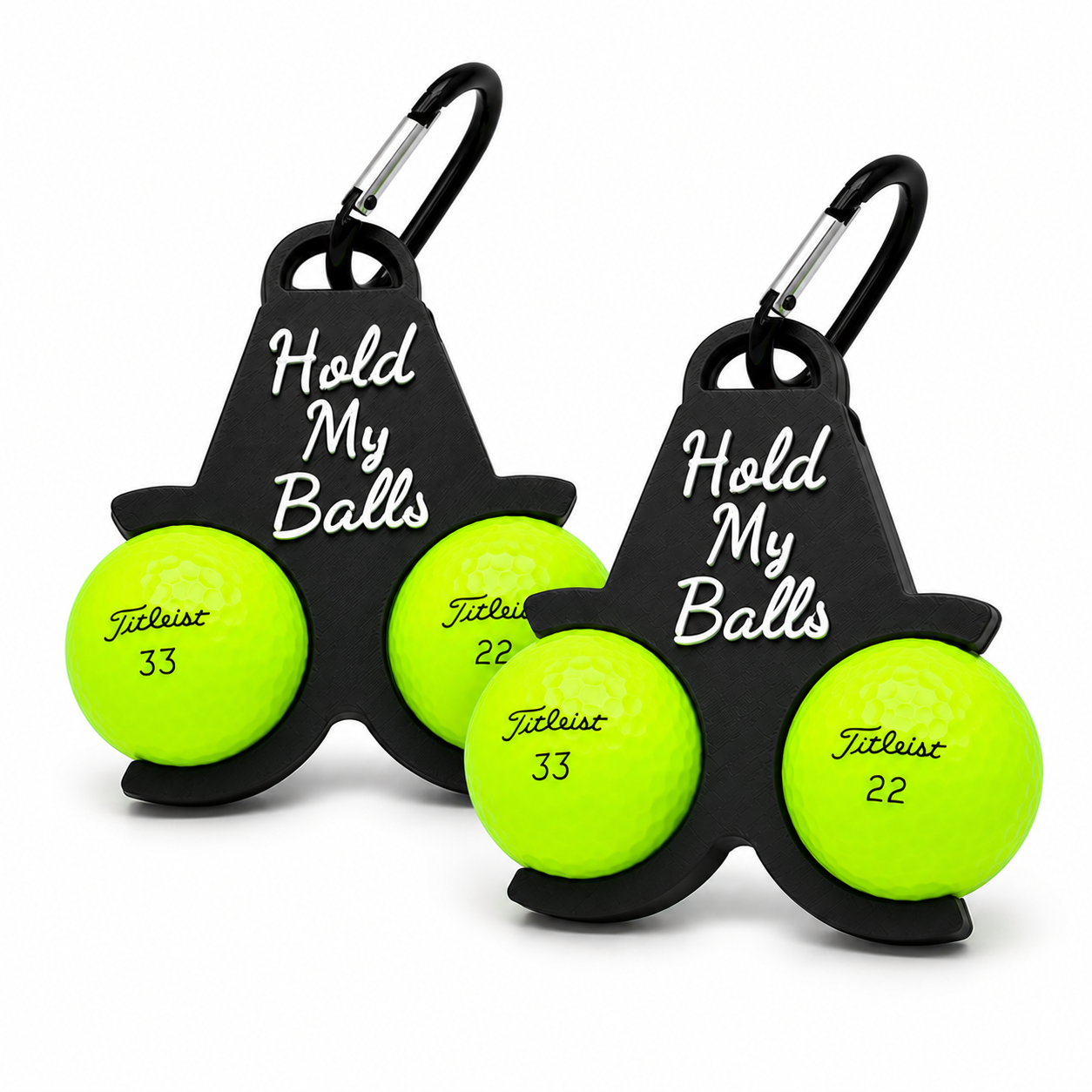 Hold My Balls – Funny Golf Ball Holder & Bag Clip, 2-Pack
